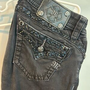 Miss Me Signature Black Skinny Jeans with Beaded Pocket Detail